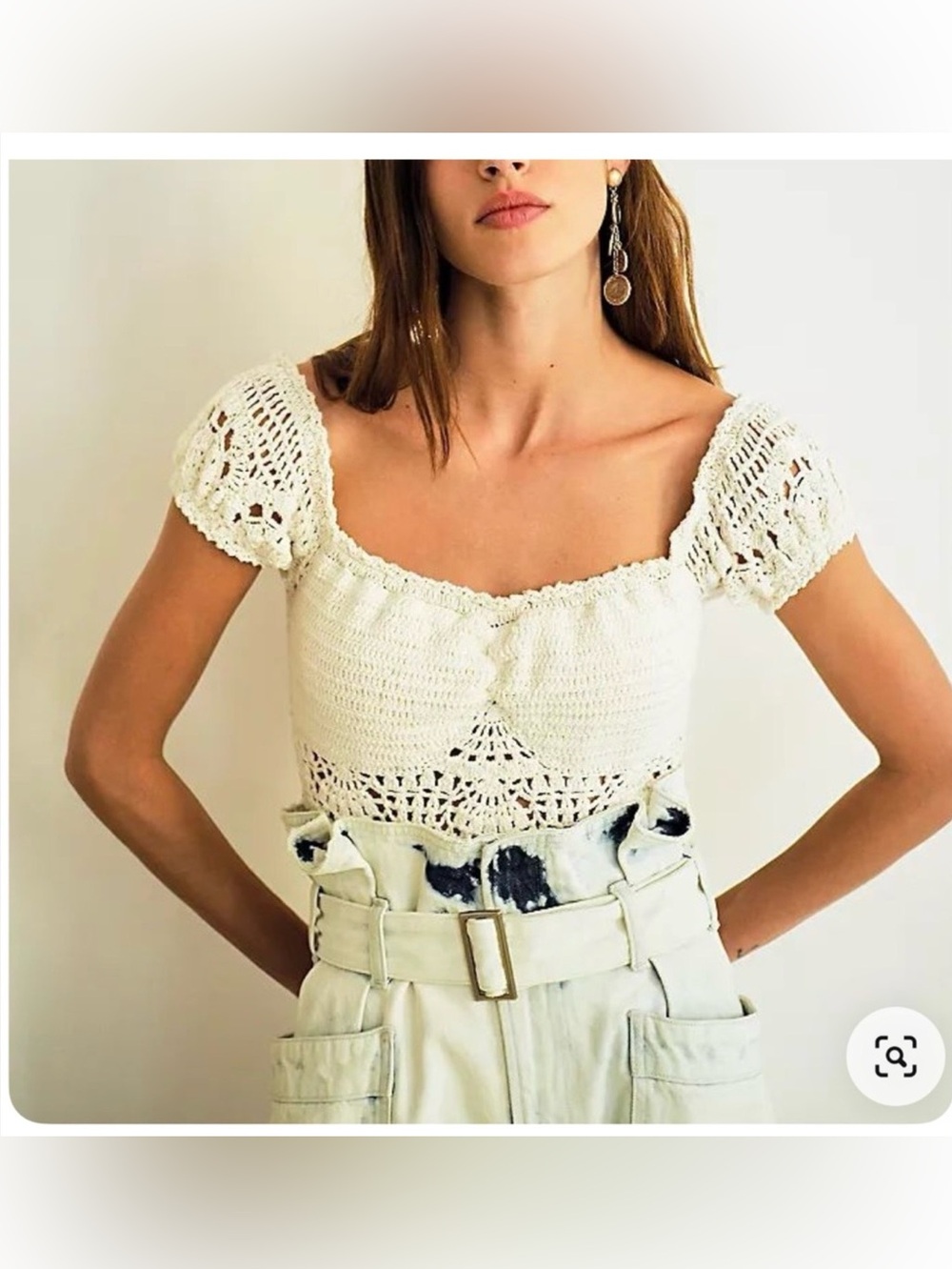 RARE Free People Over the rainbow crocheted bodysuit